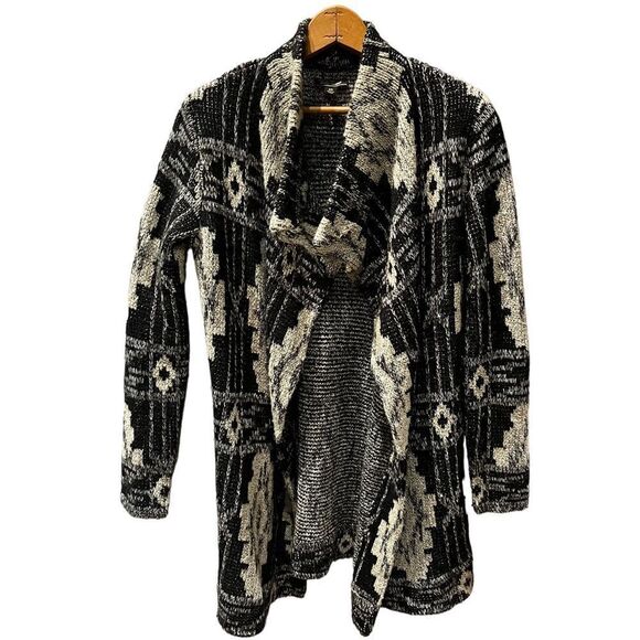 Lucky Brand Women's Open Front Long Cardigan Sweater Size XS Black and silver - Picture 1 of 9
